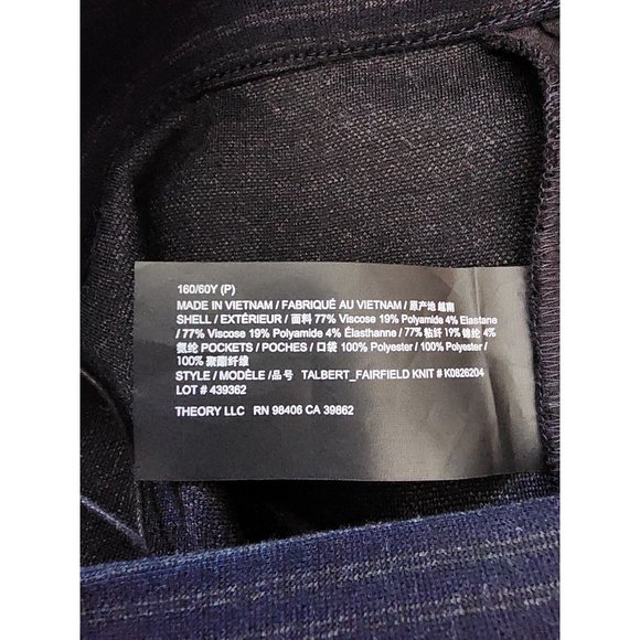 Theory New NWT Navy Blue Stripe Fairfield Knit Pants P - Picture 5 of 5